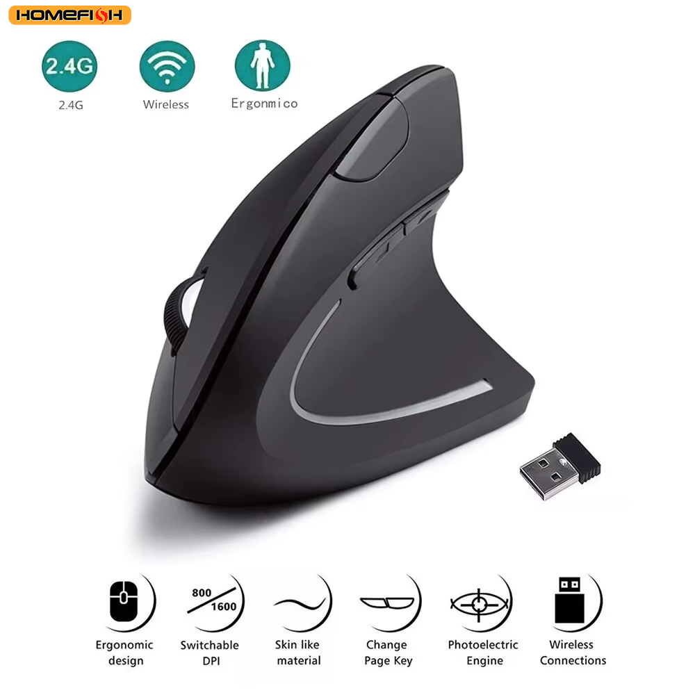 Auto Mouse Mover - HOMEFISH Vertical Mouse Ergonomic 2.4GHz Wireless