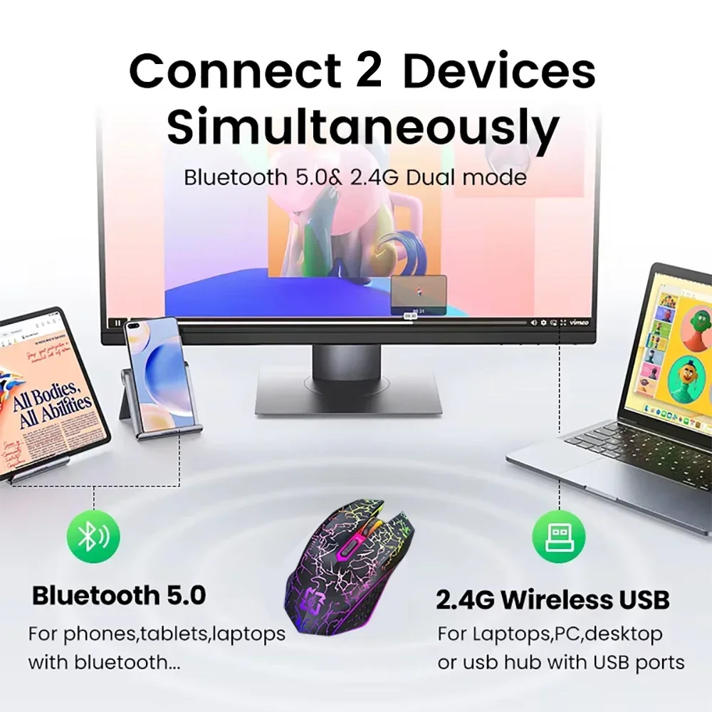 Bluetooth 5.2 Mouse RGB 2.4G W - đánh giá và giá Auto Mouse Mover